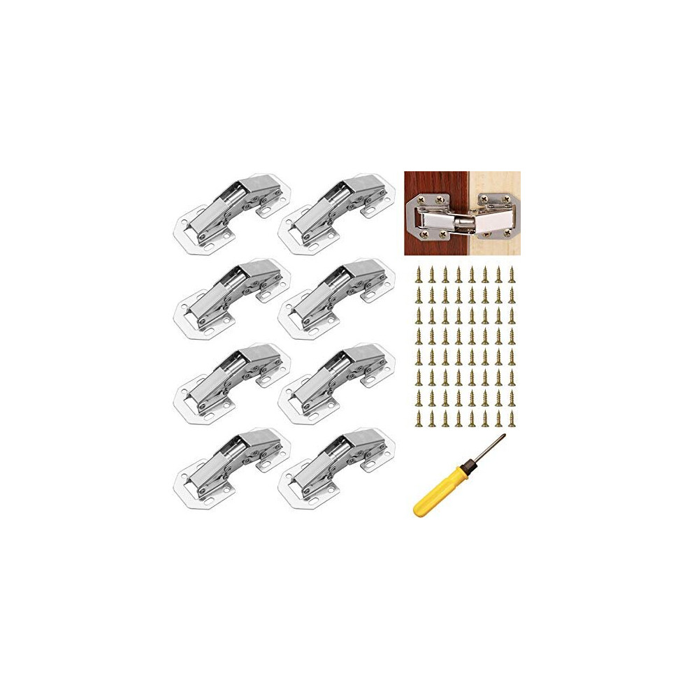 8 Pcs Cabinet Hinges With Srews And Srewdriver,90 Degree Full Overlay Soft Close Hinges,Concealed Hinges For Kitchen Cupboard Doors Bathroom Cabinet 616833431005
