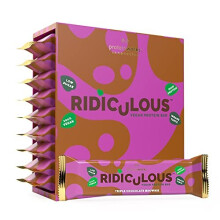 - Ridiculous Vegan Protein Bar | Award Winning | 100% Plant Based & Palm Oil Free | High Protein | Triple Chocolate Brownie | 9 Bars