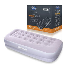 Single Air Bed with Built in Electric Pump – Raised Flocked Inflatable Blow Up Camping Airbed with Soft Touch Top, Fast Inflation and Storage Bag ?