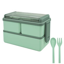 Bento Lunch Box Stackable,1400ml Bento Box Lunch Containers with 3 Removable Compartments and Cutlery, Leak Proof 2 Layer Bento Boxes, for Adults Kids