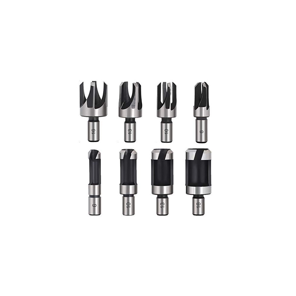 8Pcs Wood Plug Cutter Drill Bit Set Carbon Steel Titanium Coated Woodworking Chamfer Drill Bits Straight And Tapered Taper 5/8" 1/2" 3/8" 1/4" Cutting 6926684800689