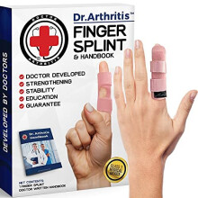 Doctor Developed Finger Splint and Handbook [1-Piece] - Braces, Splints & Supports Index, Middle, Ring & Pinky Finger - Padded Finger Splints for