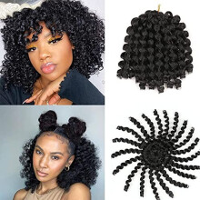5 Paquetes Trenzas Rizadas de Pelo Sintético 8 pulgadas para Mujeres 20hebras/paquete Xtrend (1B#, 5paquetes/Lote)