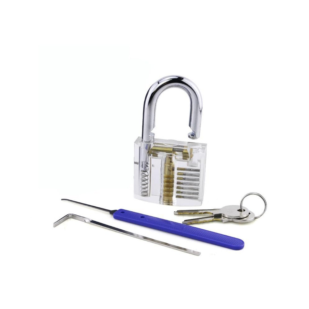Beginner Lock Pick Practice Set,Transparent Lock with Lockpick Tool, Lock Picking Kit (A KIT)