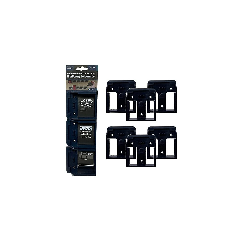Battery Mounts For Bosch Professional 18V | Cordless Battery Holders For Bosch Professional 18V Power Tools | 6 Pack | Battery Organisers For Blue 650327936515