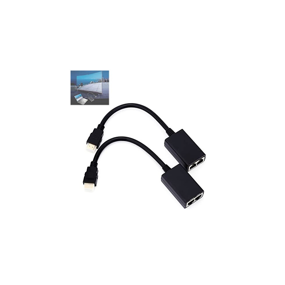 1080p HDMI Extender Receiver&Sender,30M Transmission Distance LAN Ethernet Balun Extender Repeater via Cat5e/6 Support (1PCS)