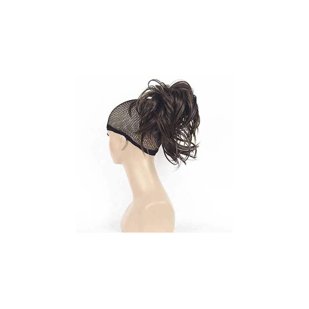 Lydell Unisex Brown Adjustable Messy Style Ponytail Hair Extension Synthetic Hair-Piece With Jaw Claw Amzing Shape For Women (Chestnut )
