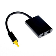 Dual Port Toslink Digital Optical Audio Splitter Adapter Fiber Optic Audio Cable 1 In 2 Out Black