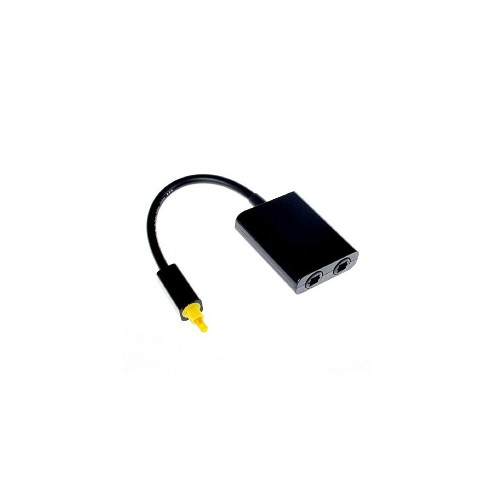 Dual Port Toslink Digital Optical Audio Splitter Adapter Fiber Optic Audio Cable 1 In 2 Out Black