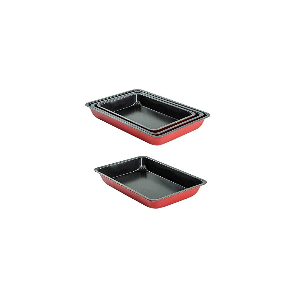 Roasting Tray Set 3pcs Non Stick Deep Oven Baking Tins Trays Roasting Pan Oven Tray Roasting Pans HTUK