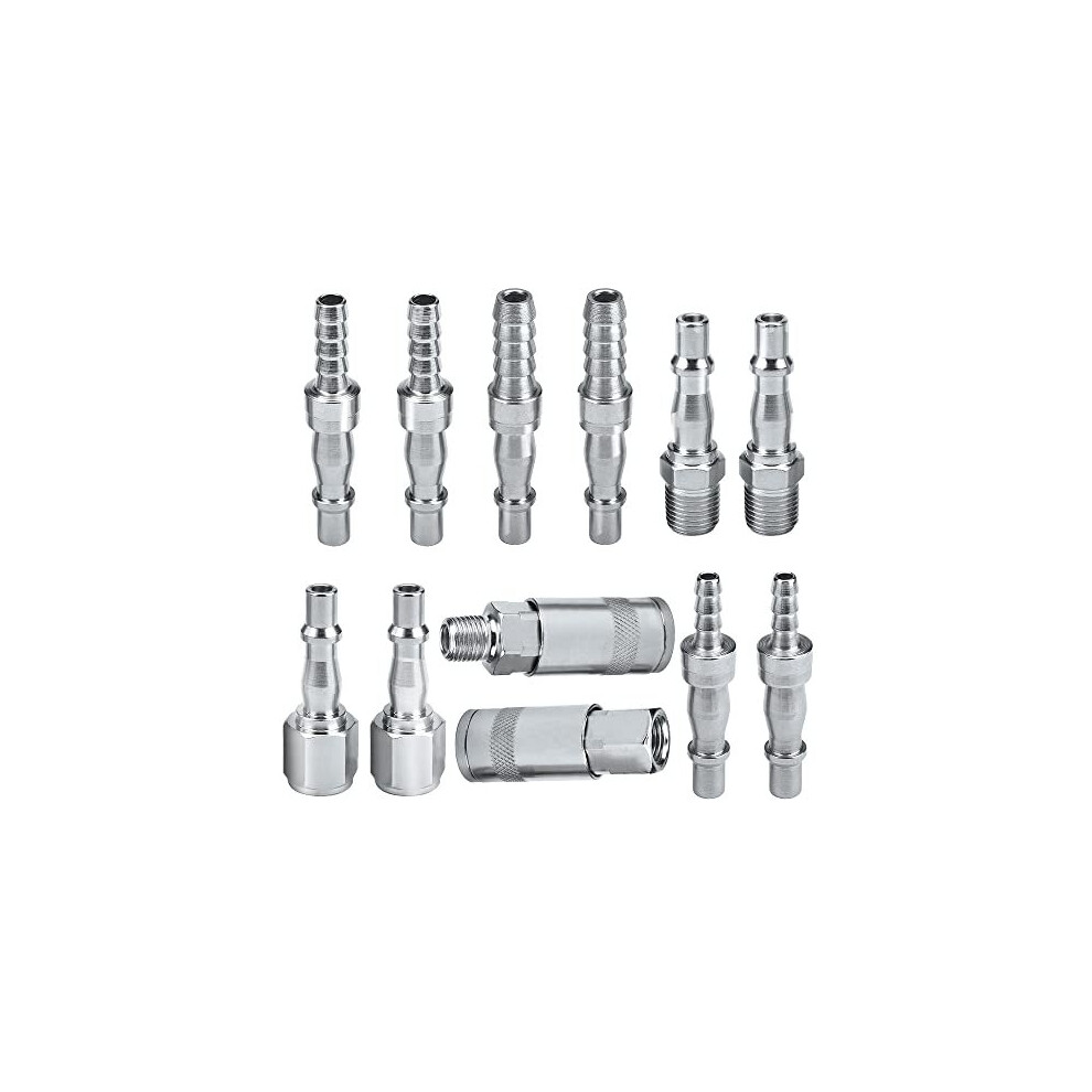 12 Pcs Air Line Hose Compressor Fitting 1/4" Bsp, Air Coupler And Plug Kit Couplings Connector Air Line Hose Female And Male Fitting 737269471271