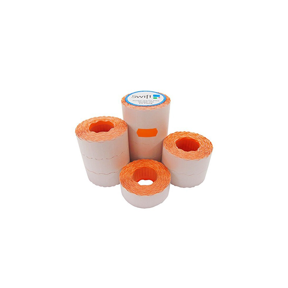 26 x 12 mm Price Gun Labels Orange 10 Rolls 10,000 Stickers CT4 Wavy Edge Pricemarking Tags Fits Many Pricing Labellers