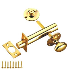 TERF Heavy Duty Polished Brass 60mm Thumb Turn Security Bolt Door Lock and Emergency Coin Release Thumb-turn Privacy Door Lock with Fixing Screws