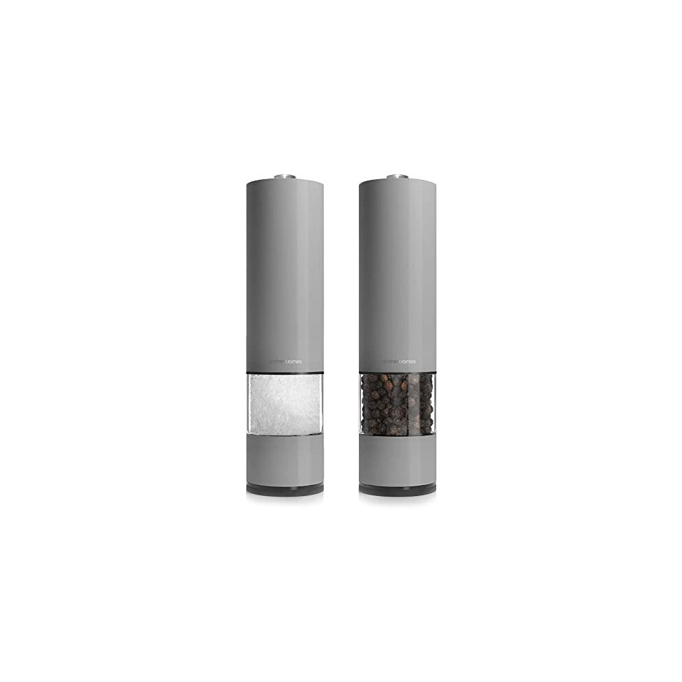 Salt and Pepper Mills Electric Grinder Set | Illuminated Dispensing Adjustable Coarseness from Ceramic Blades | One Touch Operation | Battery Powered