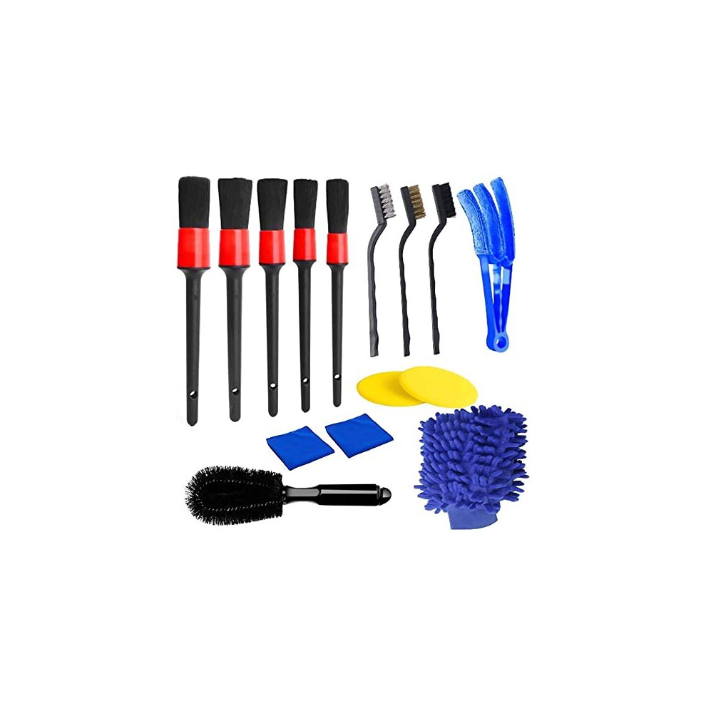 15Pcs Car Detailing Brushes Kit Auto Detailing Brushes Set for Car Seat Cleaning Car Engine Detailing Kit Motorcycle Interior Exterior Air Vents
