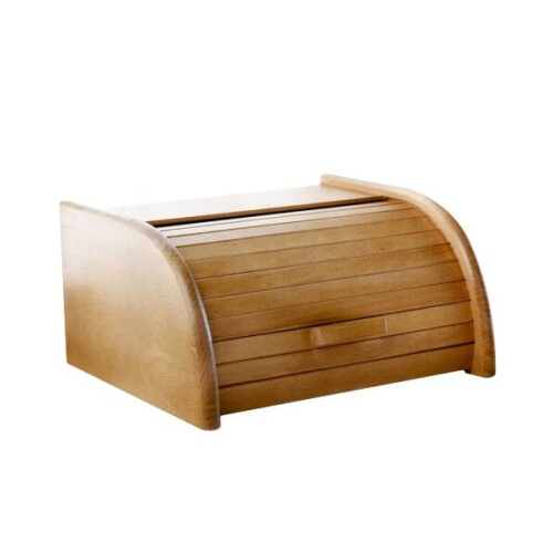 Wooden Bread Bin with Roll Top or Drop Down Door Box for Storage Loaf