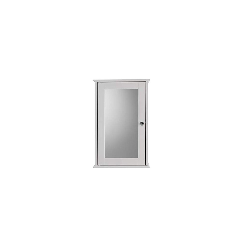 Blanco Single Door Mirror White Wooden Cabinet with Hang N Lock Fitting System