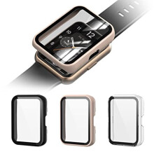3 Pack Hard Protective Case Compatible with Huawei Watch Fit 2 with Tempered Glass Screen Protector, PC Ultra-Thin All Around Cover Anti-Scratch