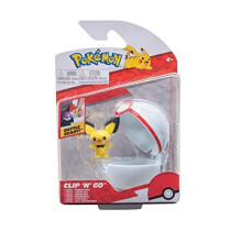 Pokémon PKW2659 - Clip'n'Go Pok?ball - Pichu & Premier Ball Oficjalny Pok?ball ze szczegółową figurką 5 cm