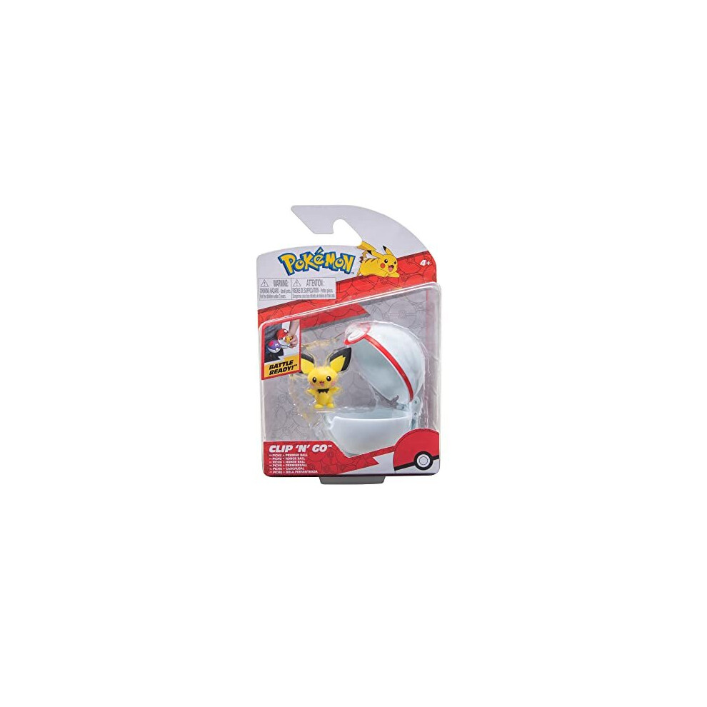 PKW2659 - Clip'n'Go PokÃ©ball - Pichu & Premier Ball, Official PokÃ©ball with Detailed 5 cm Figure