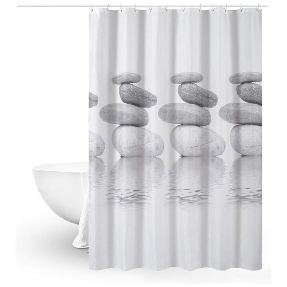 Shower Curtain Anti Mould Shower Curtain 180 x 180 Grey Pebble Waterproof Shower Curtain with 12 Shower Curtain Hooks