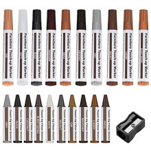 Furniture Repair Kit, 21 Pcs Wood Filler Touch Up Pens Furniture Repair Markers and Wax Sticks with Sharpener for Stains, Scratches, Floors Scratch,