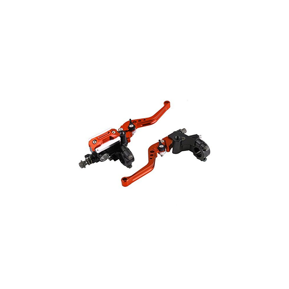 1 Pair Adjustable Break And Clutch Levers, 7/8" Universal Motorcycle Brake Clutch Master Cylinder Reservoir Levers For Motorbike( #2) Brakes/Brake Red 719527510373