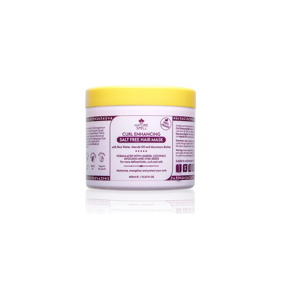 Nature Spell Curl Enhancing Hair Mask For Curly Hair By 400Ml Â Infused With Rice Water & Linseed, For All Curl Types, Sulphate Free Hair Mask, 100%