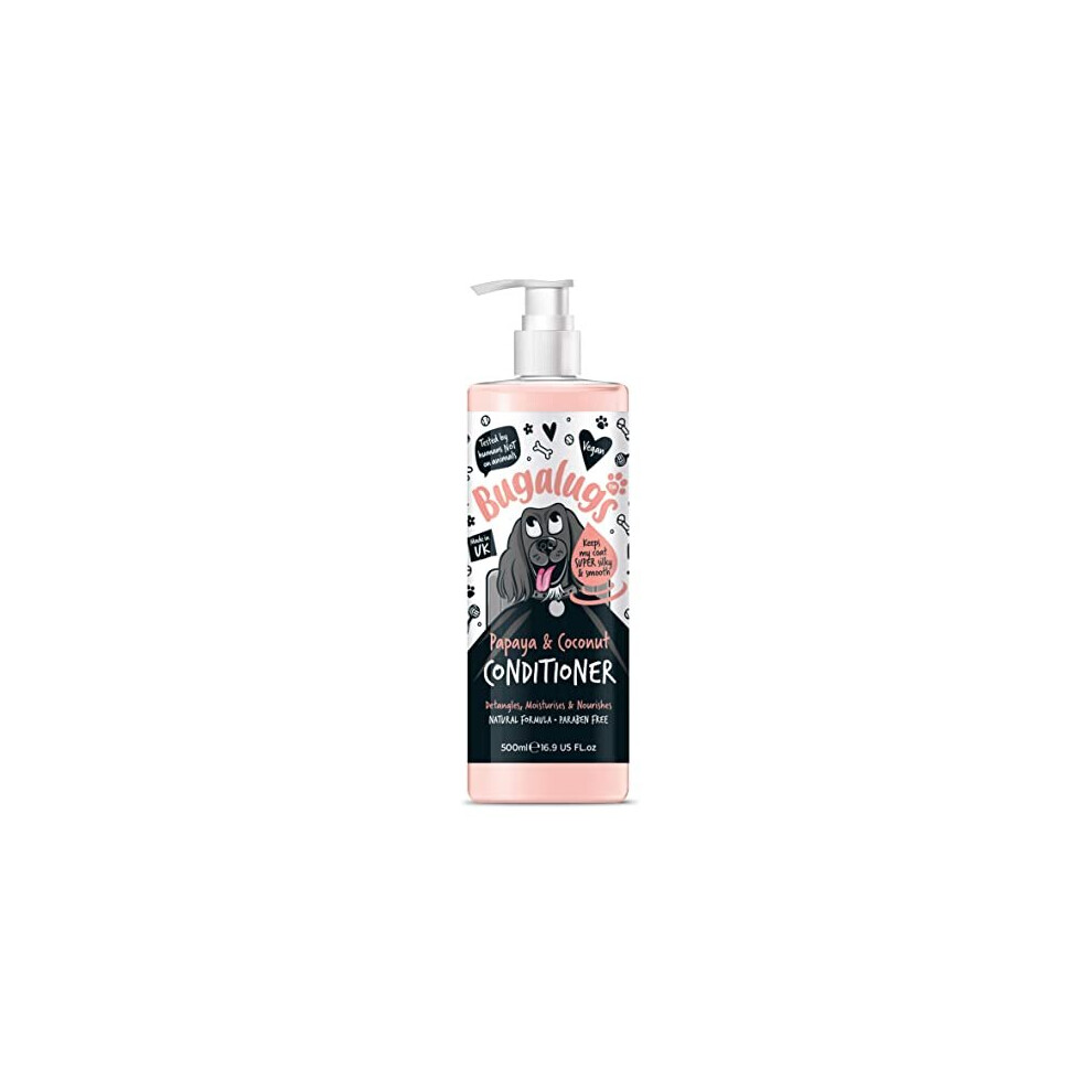 Bugalugs Dog Conditioner With Papaya & Coconut Dog Perfume, Best Grooming Conditioner For Dogs, Puppy & Smelly Pet That Detangles & Moisturises Use With Dog