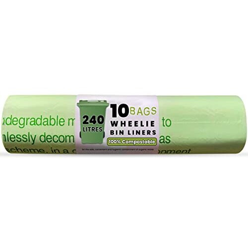 240 L 10 100 Compostable Biodegradable Wheelie Bin Liners Strong and