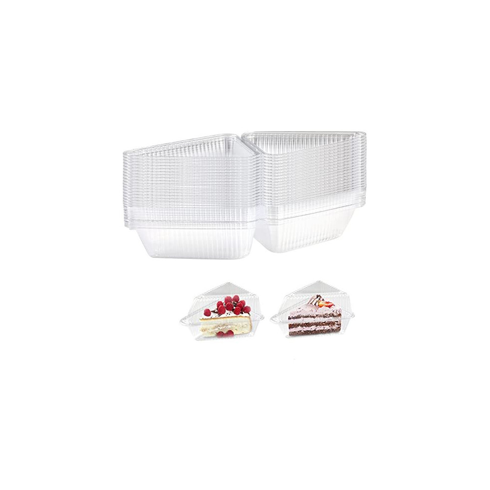 50 Pieces Cake Slice Boxes Individual, Cake Boxes for Cake Portions, Clear Containers for Cake Slice, Sandwiches, Pies, Salad, Cheese, Suitable for