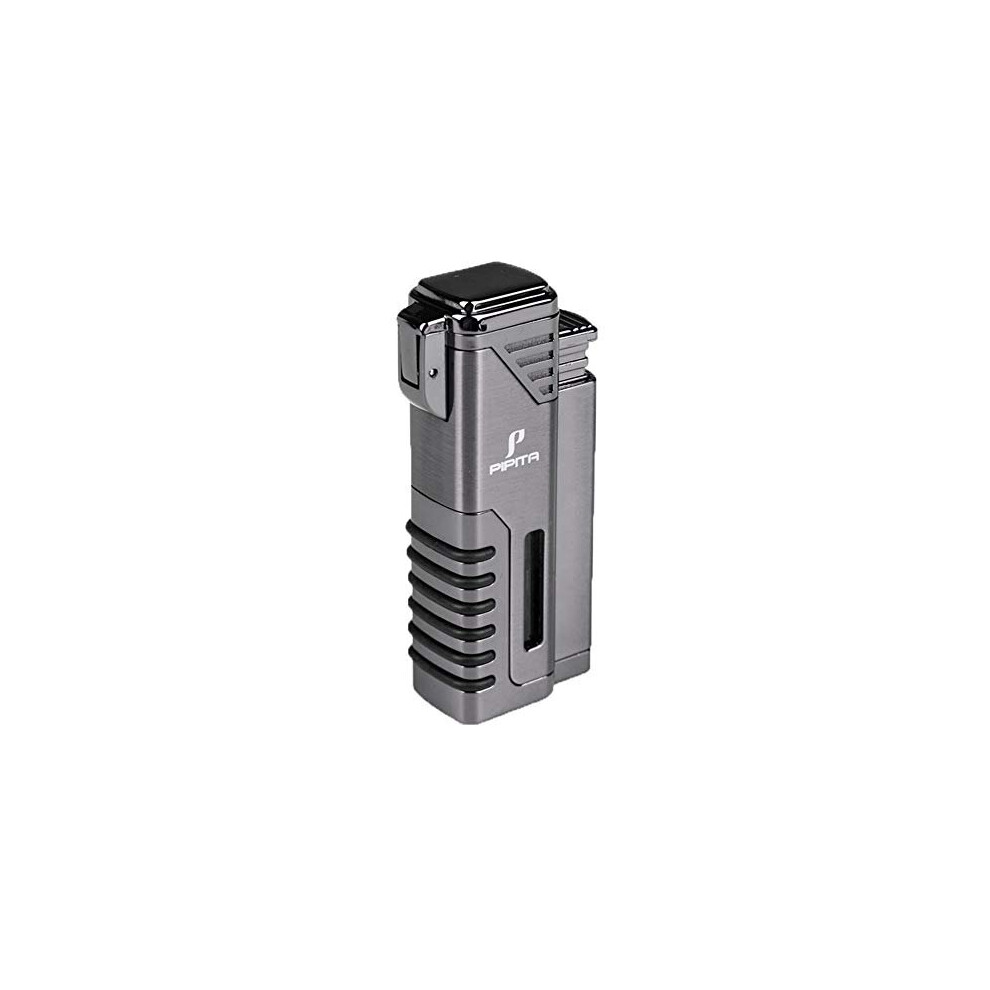 Pipita Red Torch Lighter Windproof 4 Torch Metal Butane Gas Lighter Jet Flame Refillable Firelighters With Punch (Butane Not Include)