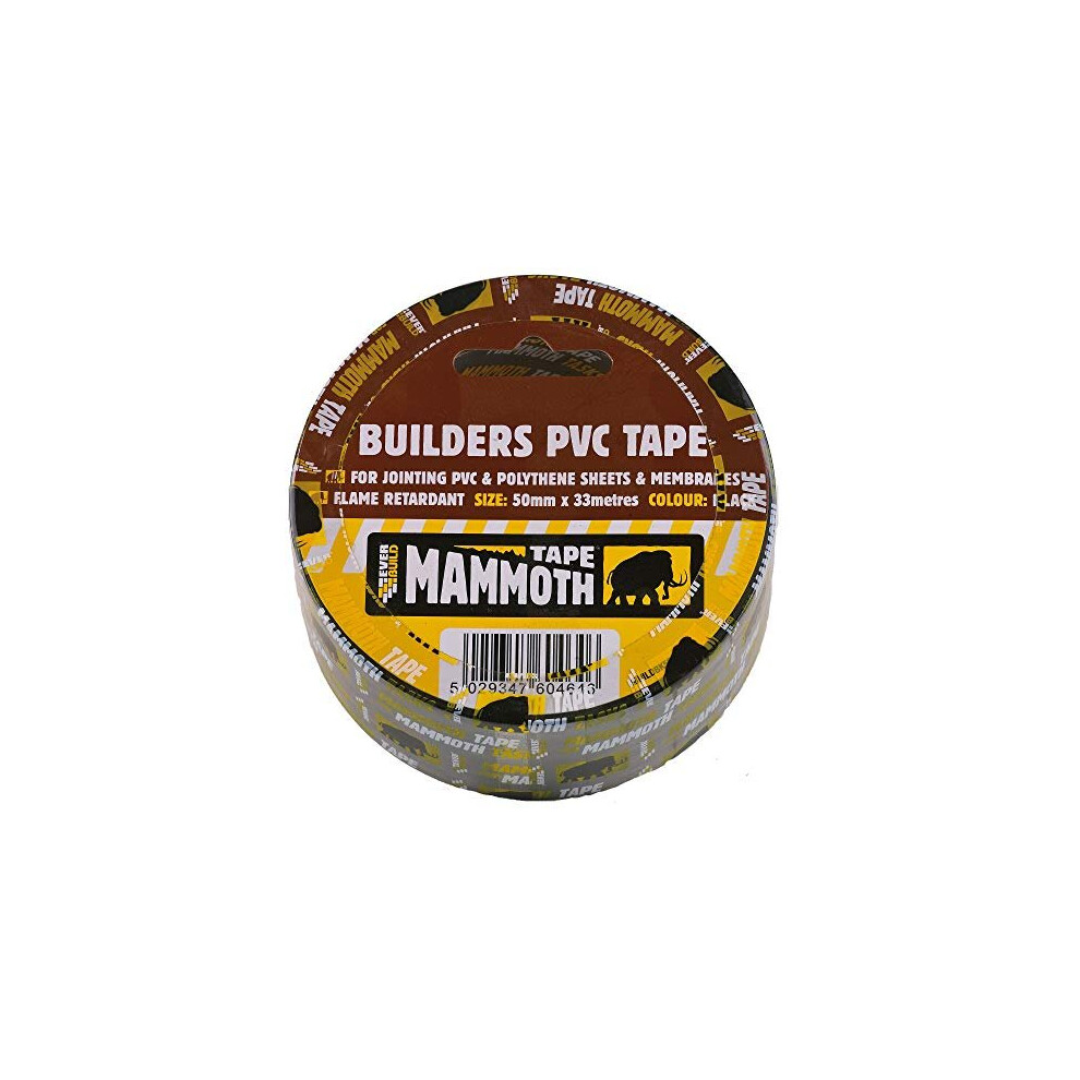 Everbuild Strong Flame Retardant Pvc Builders Tape For Polythene Sheets And Membranes - 50Mm X 33M Black