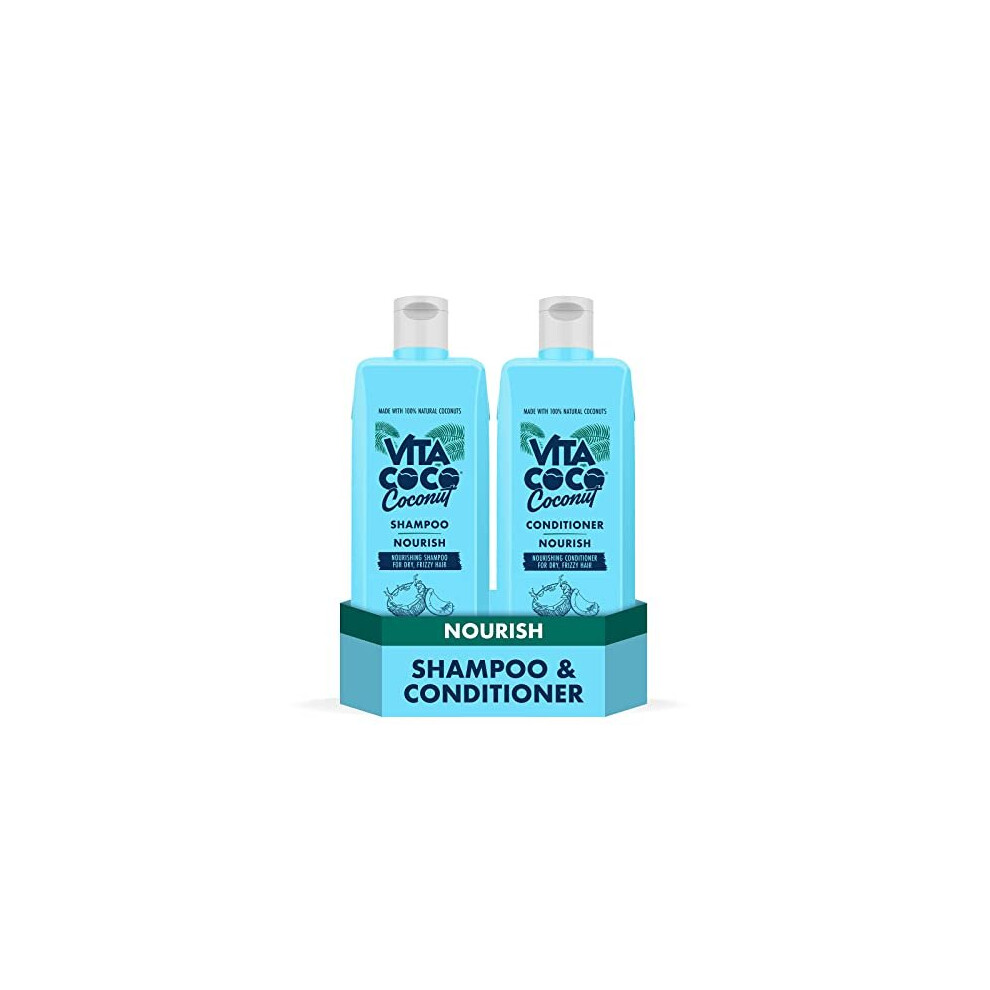 Nourish Shampoo and Conditioner Bundle (2x400ml) for dry and frizzy hair, protects and repairs the Hair with 100 Percent natural coconuts, suitable
