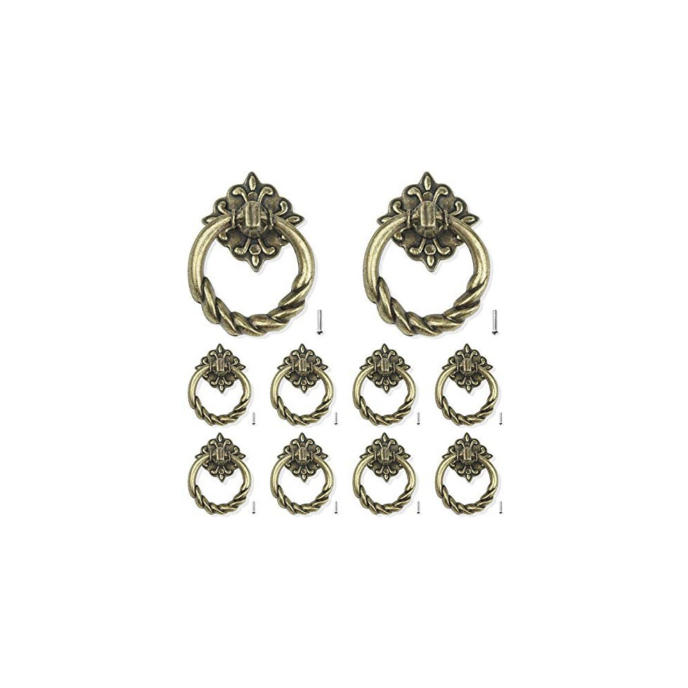 Photos - Furniture Hardware JINXM 10pcs Vintage Pull Ring Antique Pull Handles Knobs for Kitchen Cabinet Cupboard Dresser Door Drawer(Brass)