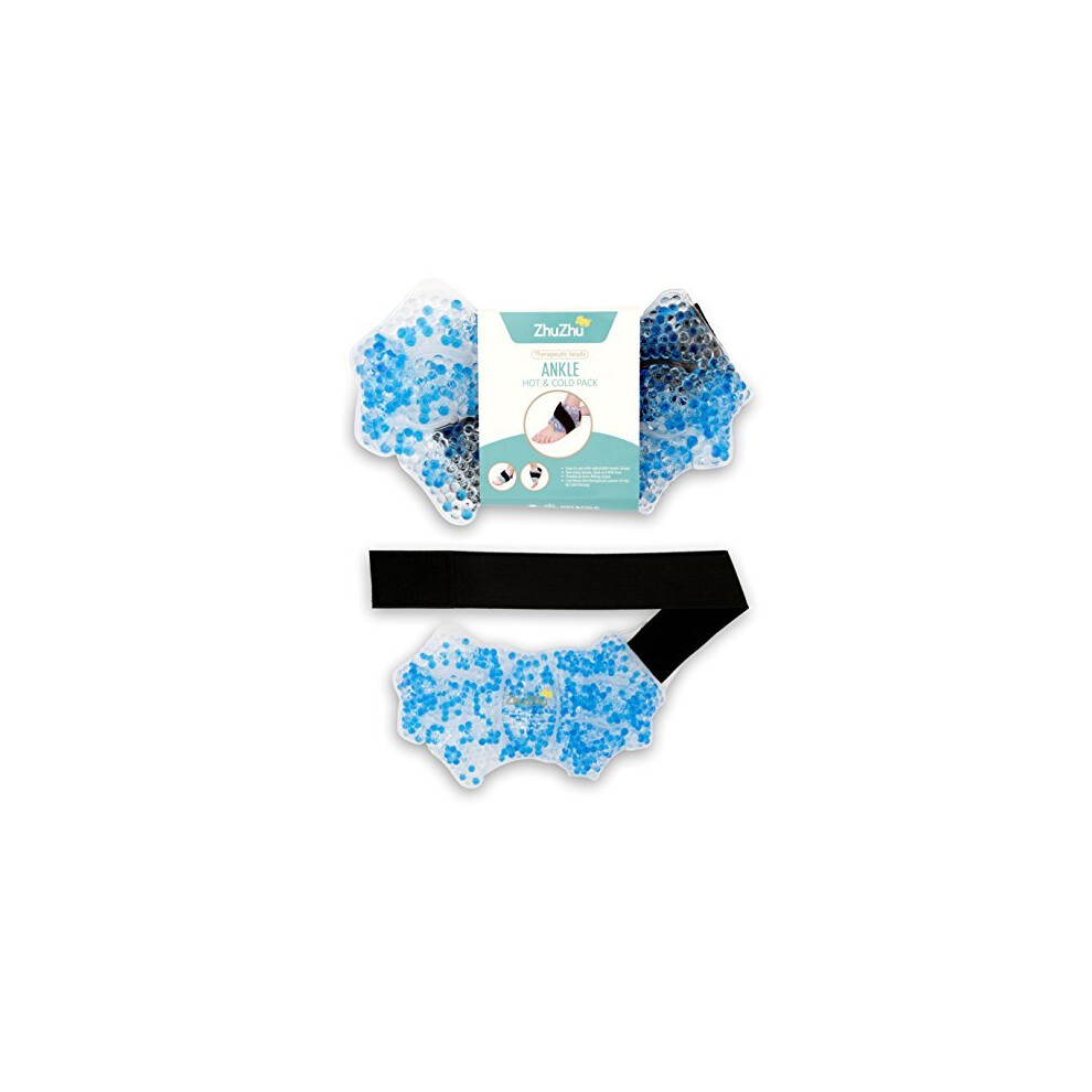 Zhu-Zhu Ankle Hot & Cold Pack Therapeutic Gel Beads - Joint Pain Relief Wrap - Sports Injury Heat Therapy Pad