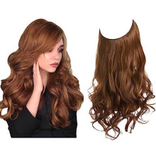 SARLA Extensions de Cheveux Invisibles avec 3 Clips, Chevelure Ondulée 18 Pouces Châtain Clair