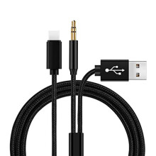 Aux Cable for iPhone in Car, Braided Nylon 3.5mm Jack Audio Aux 2-in-1 USB Fast Charger Lightning Cable for iPhone 14 13 12 11 Pro Max Mini XS XR X 8