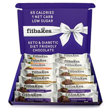 Fitbakes Diet Treats Gift Box - 65 Calories (14x19g) Mini Crunchy Chocolate Bars, Diabetic Hamper, Diabetic Gift Baskets, Keto Hamper Protein Diet