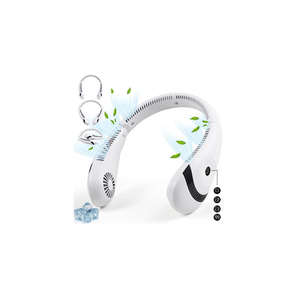 Portable Neck Fan,5000mAh 3 Speeds Adjustment 360 Cooling USB Wearable Fan Foldable Bladeless Neck Fan Rechargeable Neck Fan For Sports Outdoor