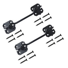TERF 100mm Heavy Duty Antique Black Wire Cabin Door Hook and Eye Lock 100mm (4 inch) Cabinet Latch Catch including Fixing Screw For Door Gate Window