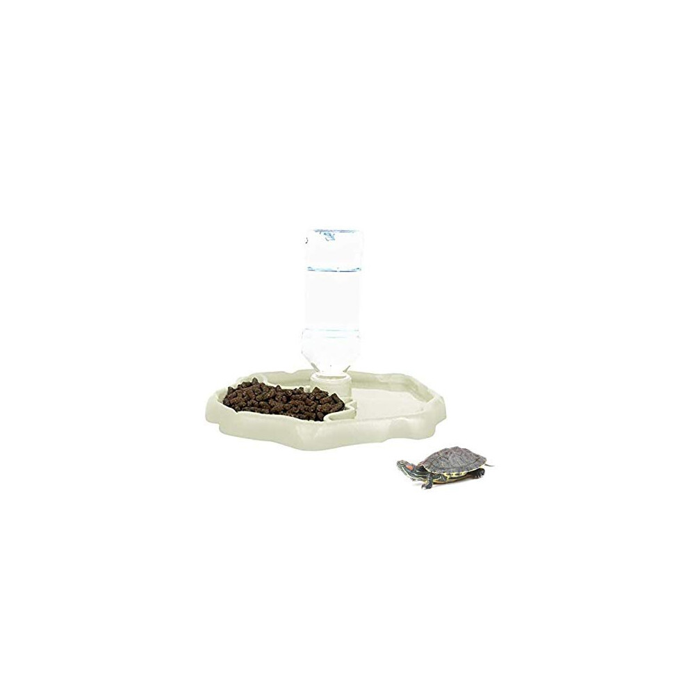 Bowls for Reptiles Amphibians, Tortoise Accessories 2 IN 1 Reptile Feeding Dish Automatic Dispenser Tortoise Water Dish, Luminous Color