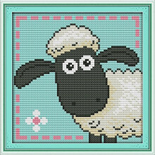 Cross Stitch Counted Cross Stitch Kits for Adults Beginners 14 Count DMC Embroidery Kit Needlework Crafts Little Sheep (White)