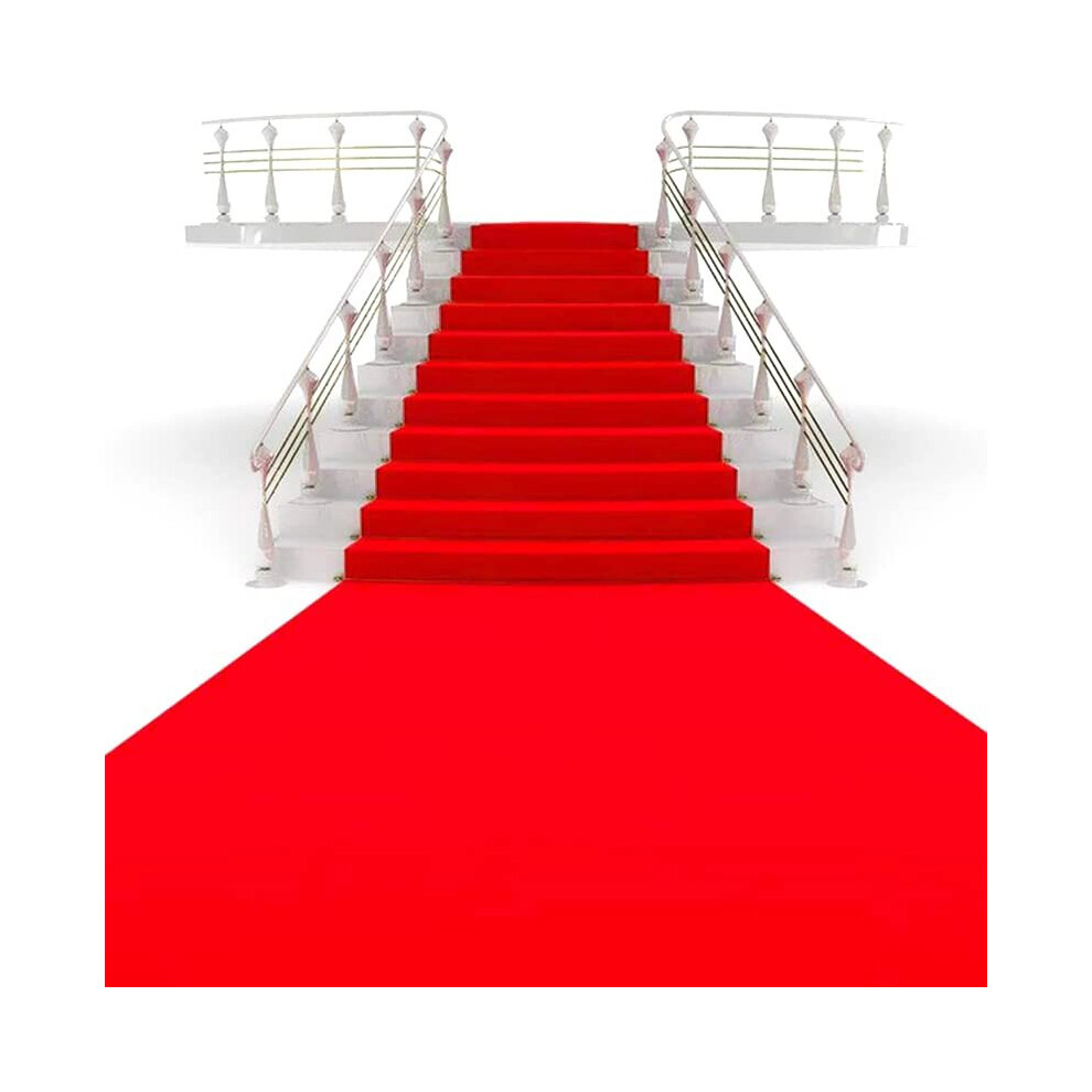 Red Carpet Aisle Runner 1X10M Red Runway Rug 2.2mm Thickness Red Carpet Roll Non-slip VIP Red Carpet Runner Bridal Walkway Runner Rug For Wedding