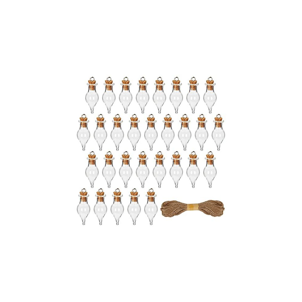 Belle Vous 30 Pack Of Glass Potion Bottles - 1.5Ml Miniature Jars With Cork Stopper Lids & Hanging Rope - Glass Bottles For Wedding/Party Favours, Wishing