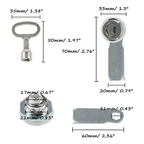 2 Pcs Wheelie Bin Locks with Keys, Triangle Gas Meter Box Lock Cam Lock