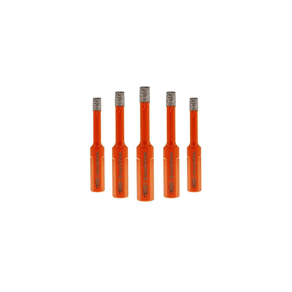 Dry Diamond Core Drill Bit, 5Pcs 6Mm Vacuum Brazed Hole Saw With Triangle Shank For Porcelain Tile Ceramic Granite Marble Masonry 791180035493