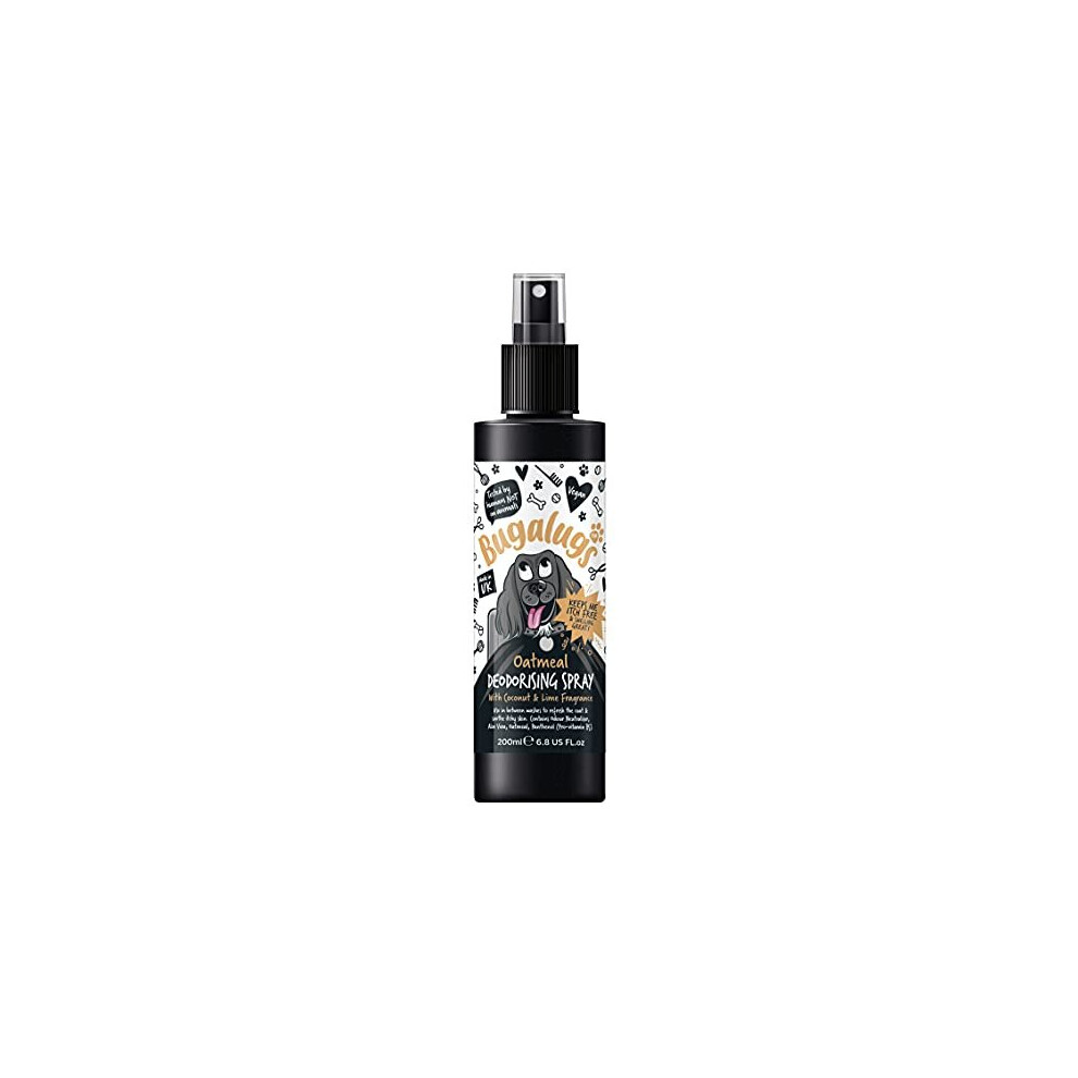 Bugalugs Oatmeal Dog Deodorant Deodorising Spray With Coconut & Lime Scent, Dog Perfume Spray With Odour Neutraliser - Vegan Dog Cologne Dog Grooming Odour
