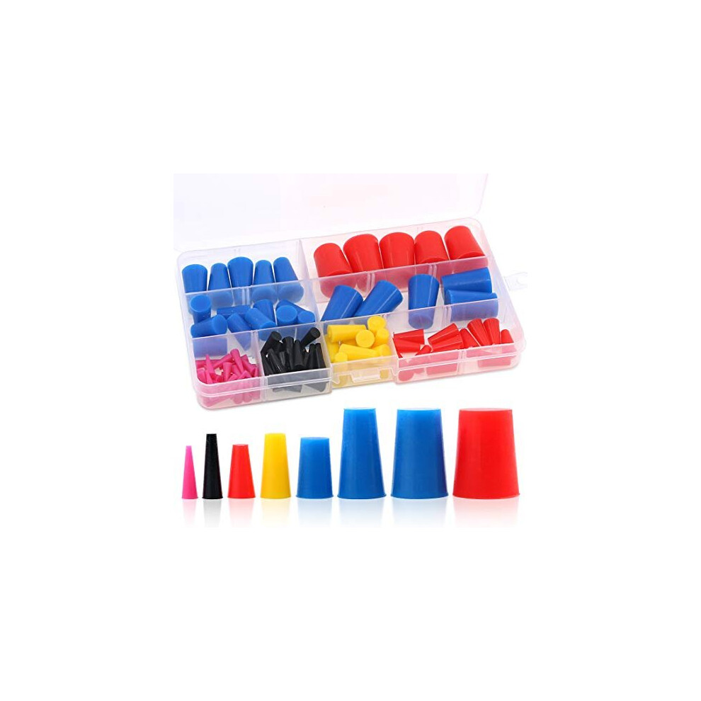 100Pcs Silicone Rubber Tapered Plug Assortment Kit For Masking Off Holes During Powder Coating, Painting, Hydro Dipping, Media Blasting (100Pcs) 799862355457