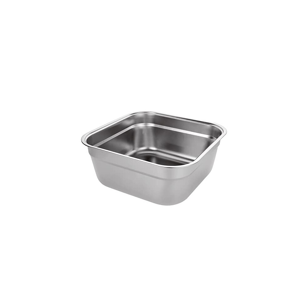 Washing Up Bowl, 304 Stainless Steel Large Rectangular 10 Litre Washing Basin, Dishtub, Mixing Bowl, Plastic Free, 33x33x13 cm